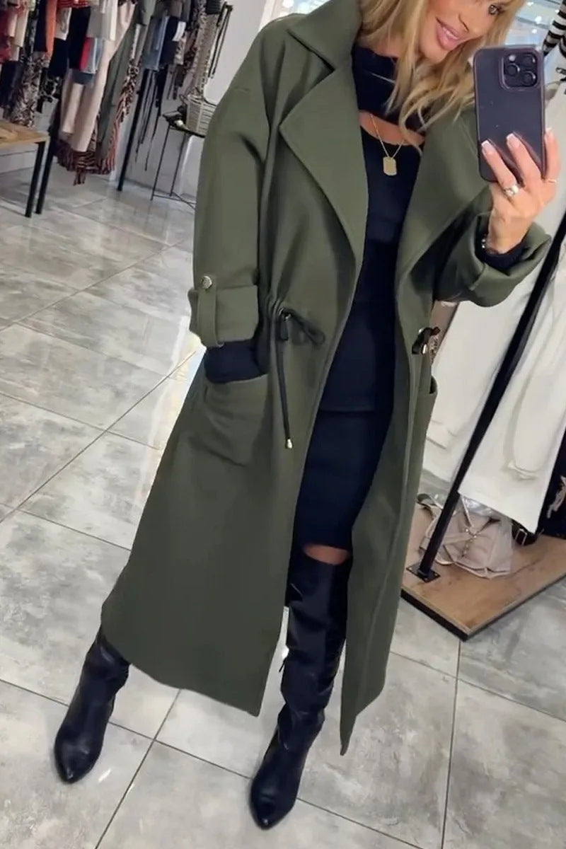 Damen Modischer Übergangsmantel mit Taillenkordel und praktischen Taschen ModeGeist