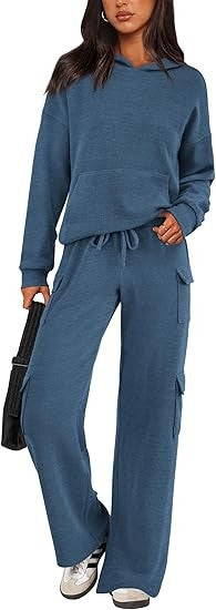 Damen Bequemes Lounge-Set mit Kapuze und weiten Hosen ModeGeist
