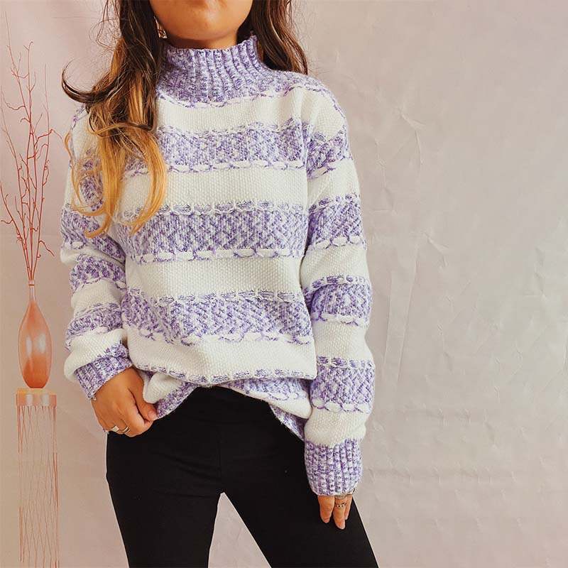 ModeGeist | Gestreifter Strickpullover im Modernen Stil