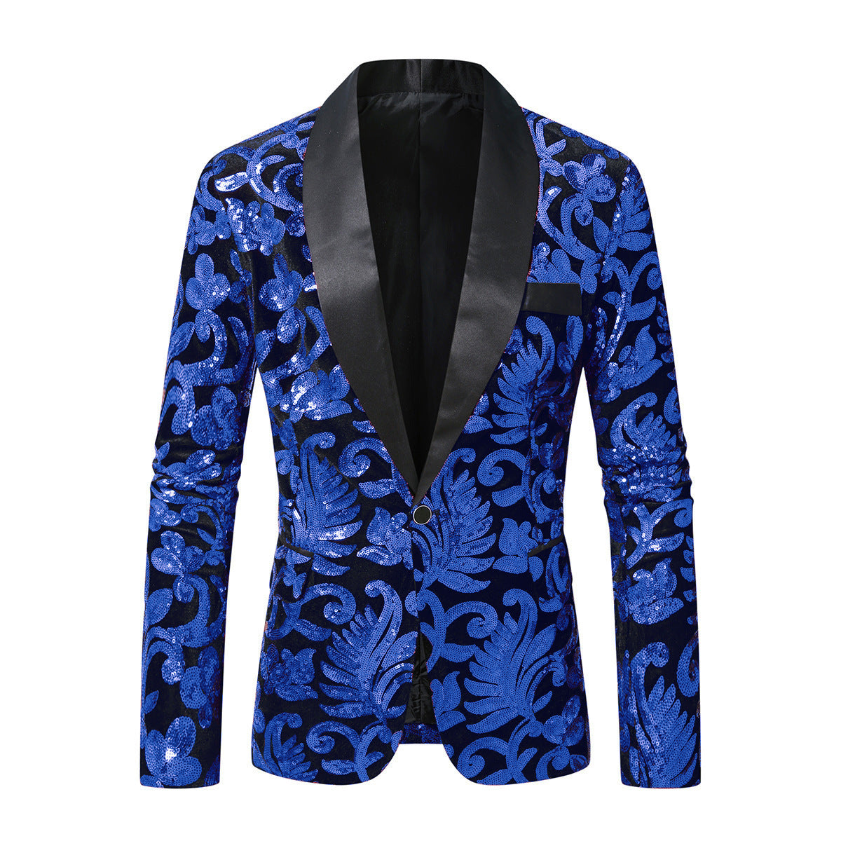 Herren glitzernder Anzugblazer mit floralen Paillettenmustern ModeGeist