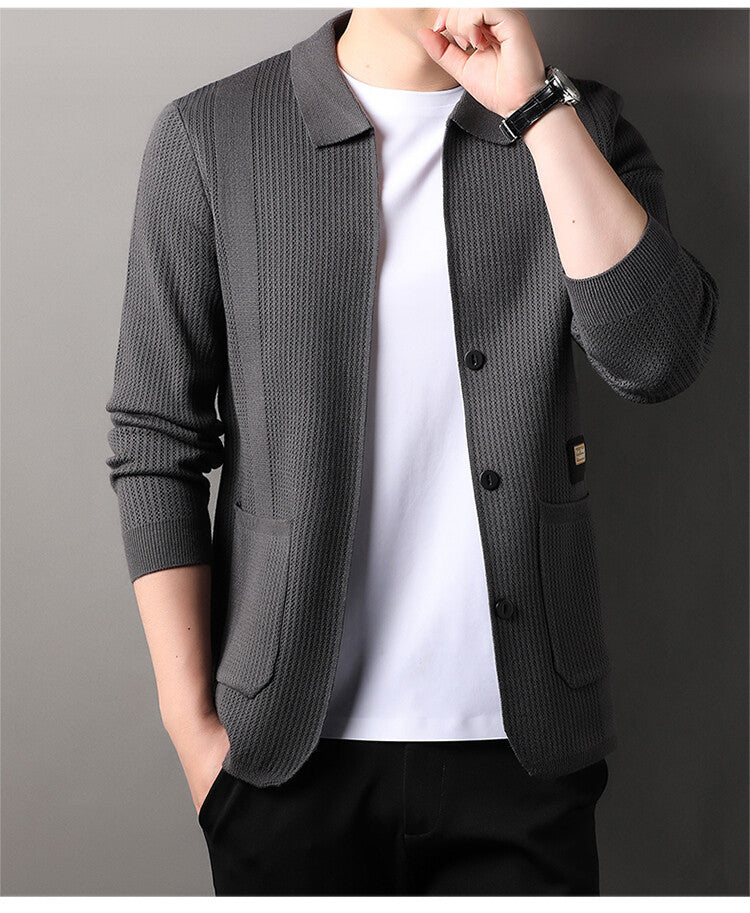 Herren Strickjacke mit hohem Kragen ModeGeist