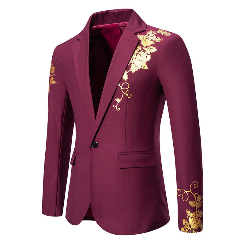 Herren eleganter Blazer mit floralem Gold-Design ModeGeist