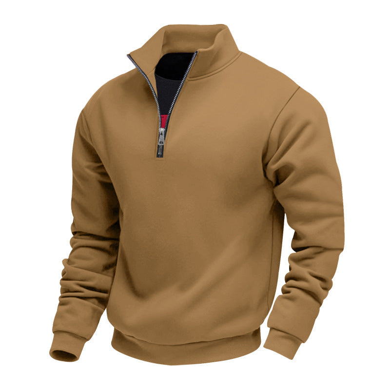 Herren leichter Fleecepullover mit Stehkragen und halblangem Reißverschluss ModeGeist