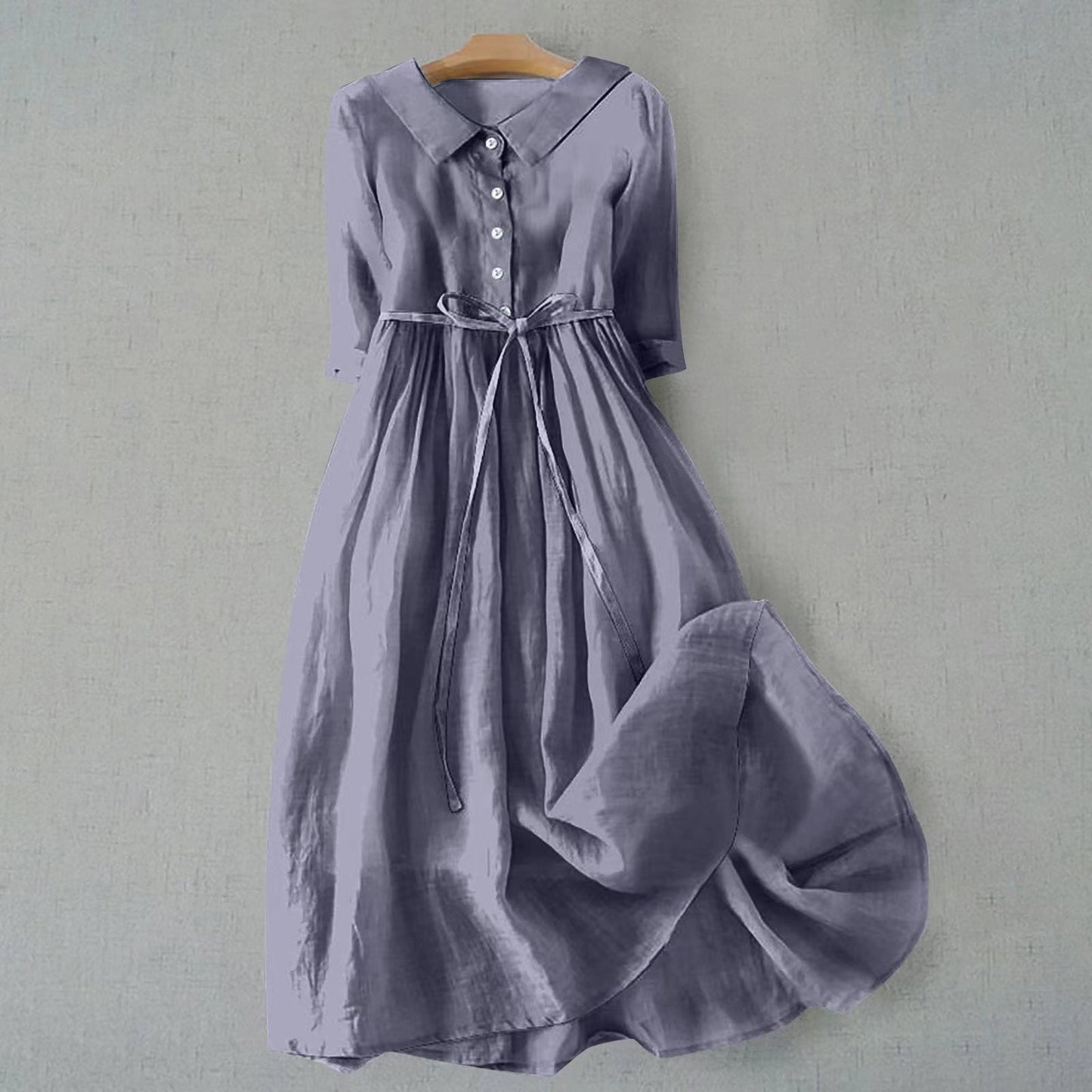 MODEGEIST Damen Casual-Kleid A-Linie Kurzarm Leichte Baumwolle Sommer