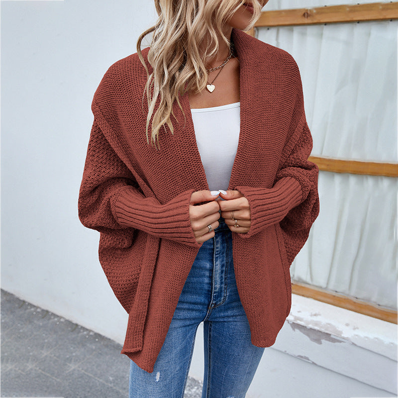 Damen Strickjacke mit offenem Schnitt und voluminösen Ärmeln ModeGeist