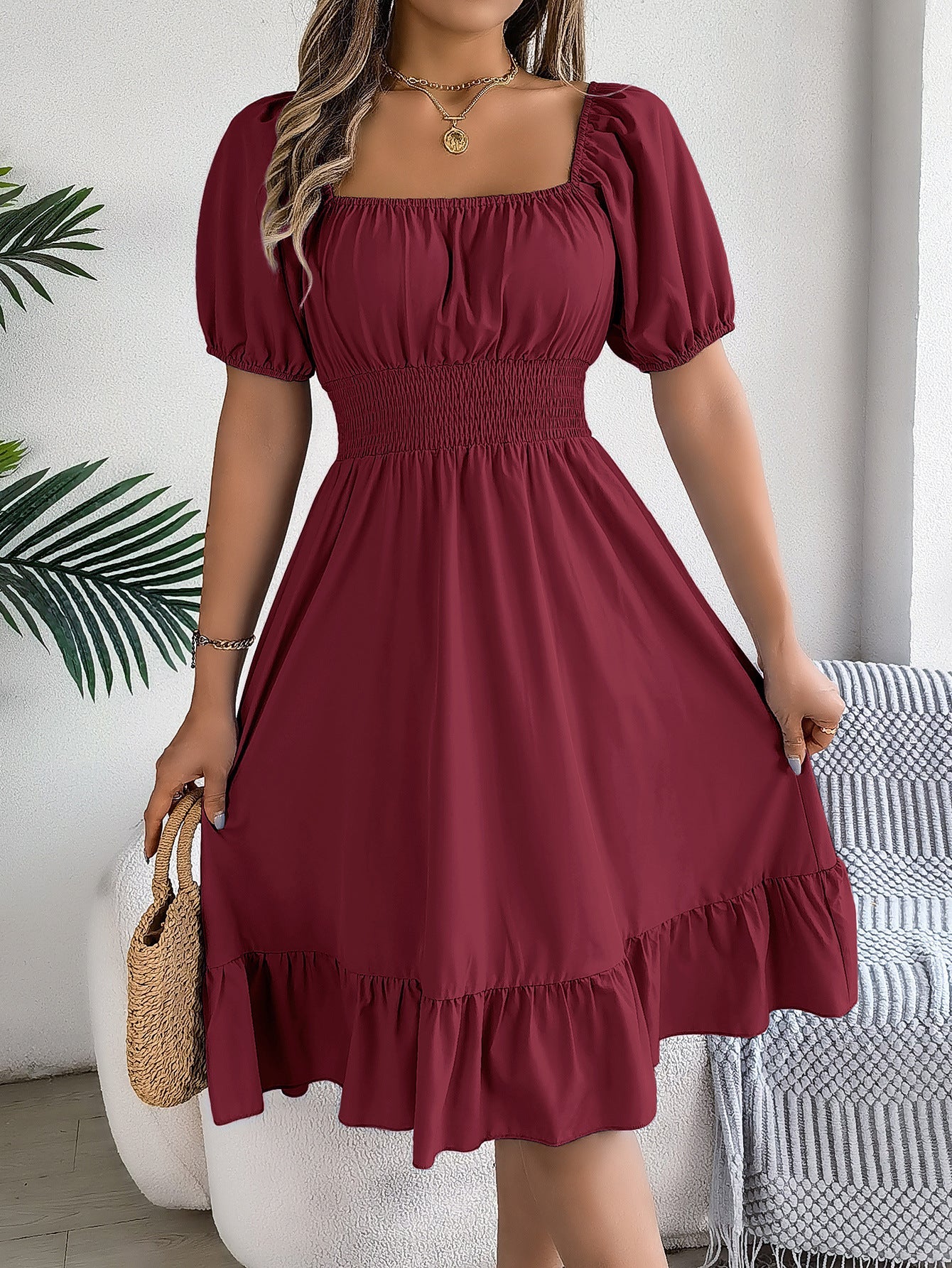 Leichtes Damen Sommerkleid mit Puffärmeln und ausgestelltem Rock von MODEGEIST