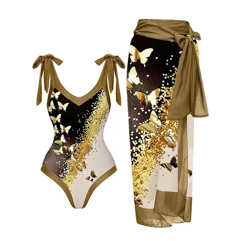 Elegantes Damen Bademode-Set mit verstellbaren Trägern und Sarong