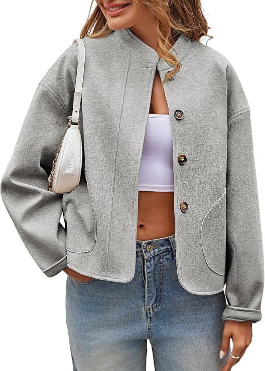 Damen modische Oversized-Jacke mit Knöpfen und seitlichen Taschen ModeGeist