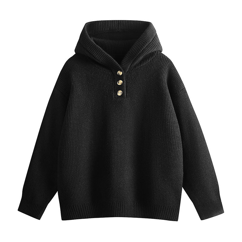 Damen Hochwertiger Strickpullover mit Stehkragen und Knopfdetails ModeGeist