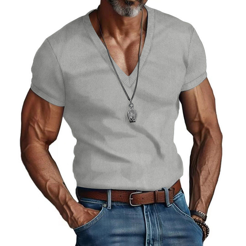 Herren Kurzarm V-Ausschnitt T-Shirt ModeGeist