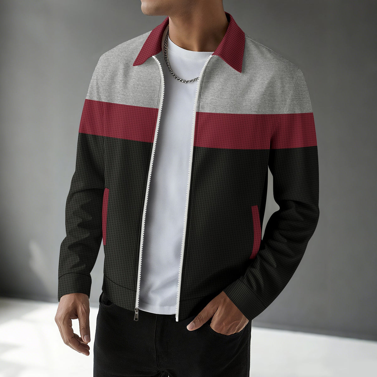 Herren modische Bomberjacke mit strukturiertem Design und Kontraststreifen ModeGeist