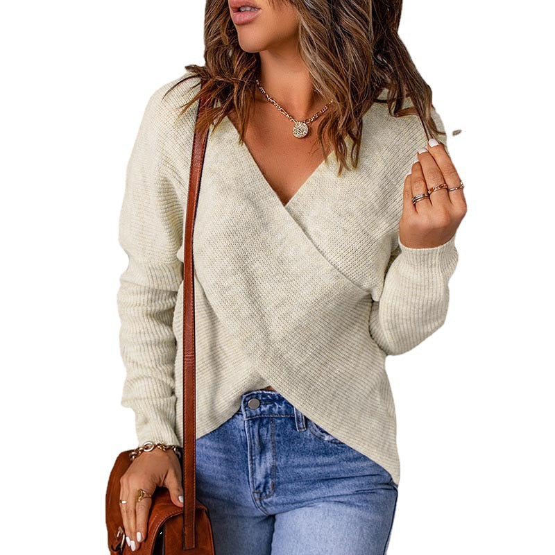 Damen Wickelpullover im modernen Rippstrickdesign ModeGeist