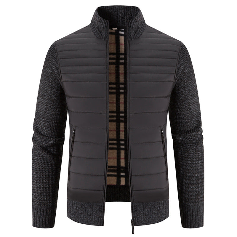 Herren gesteppte Hybridjacke mit Strickärmeln und modernem Stehkragen ModeGeist