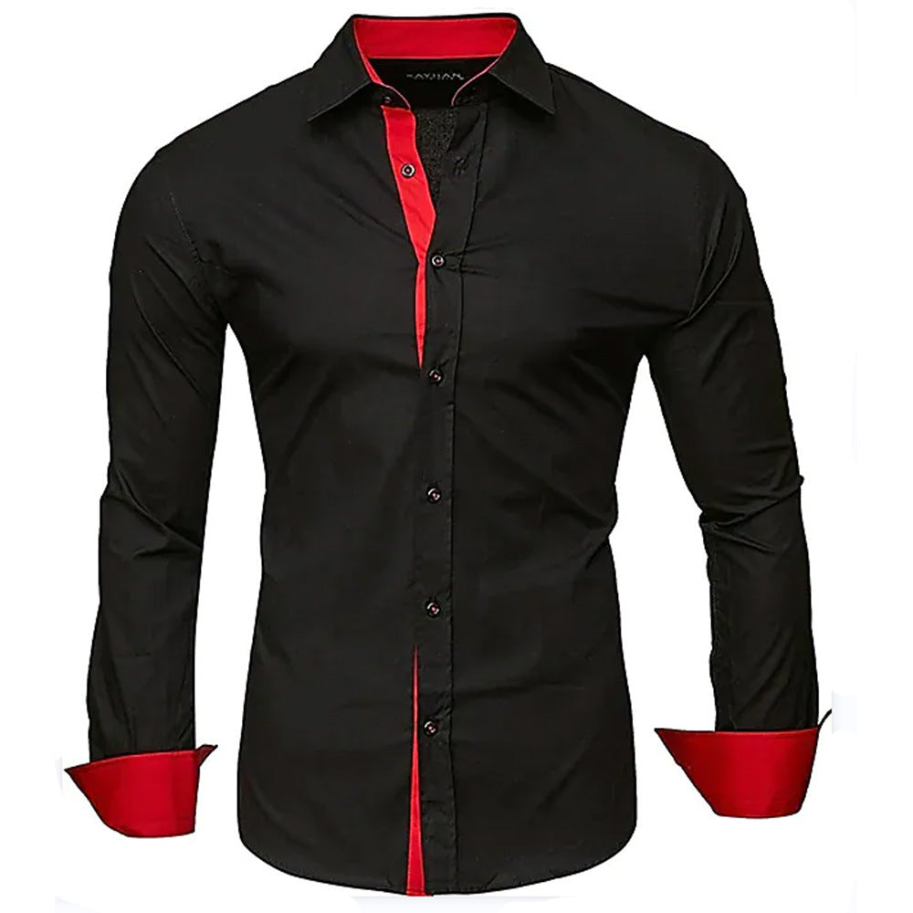 Herren elegantes Langarmhemd mit kontrastierenden Manschetten ModeGeist