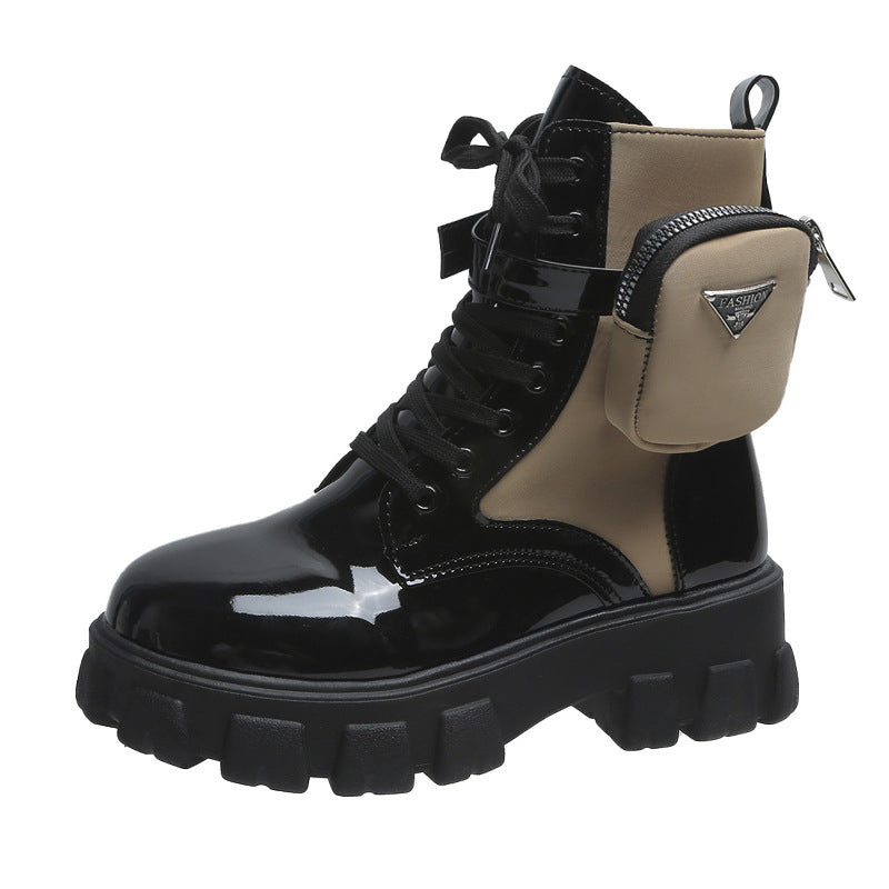 Damen Chunky Boots mit praktischem Seitentaschen-Design ModeGeist