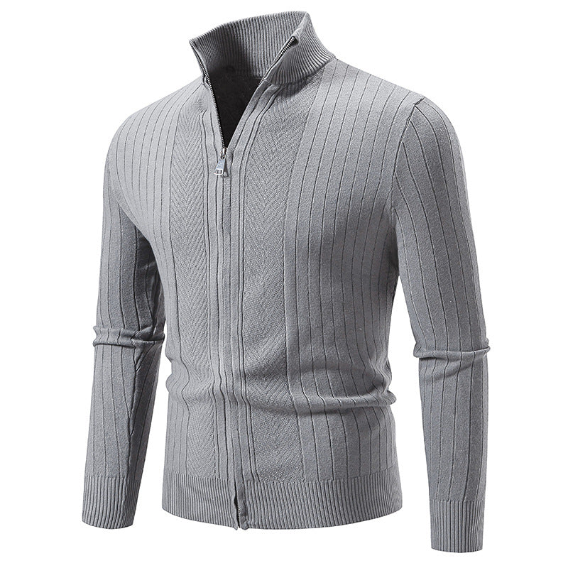 Herren Strickjacke mit modernem Reißverschluss und feiner Rippstruktur ModeGeist