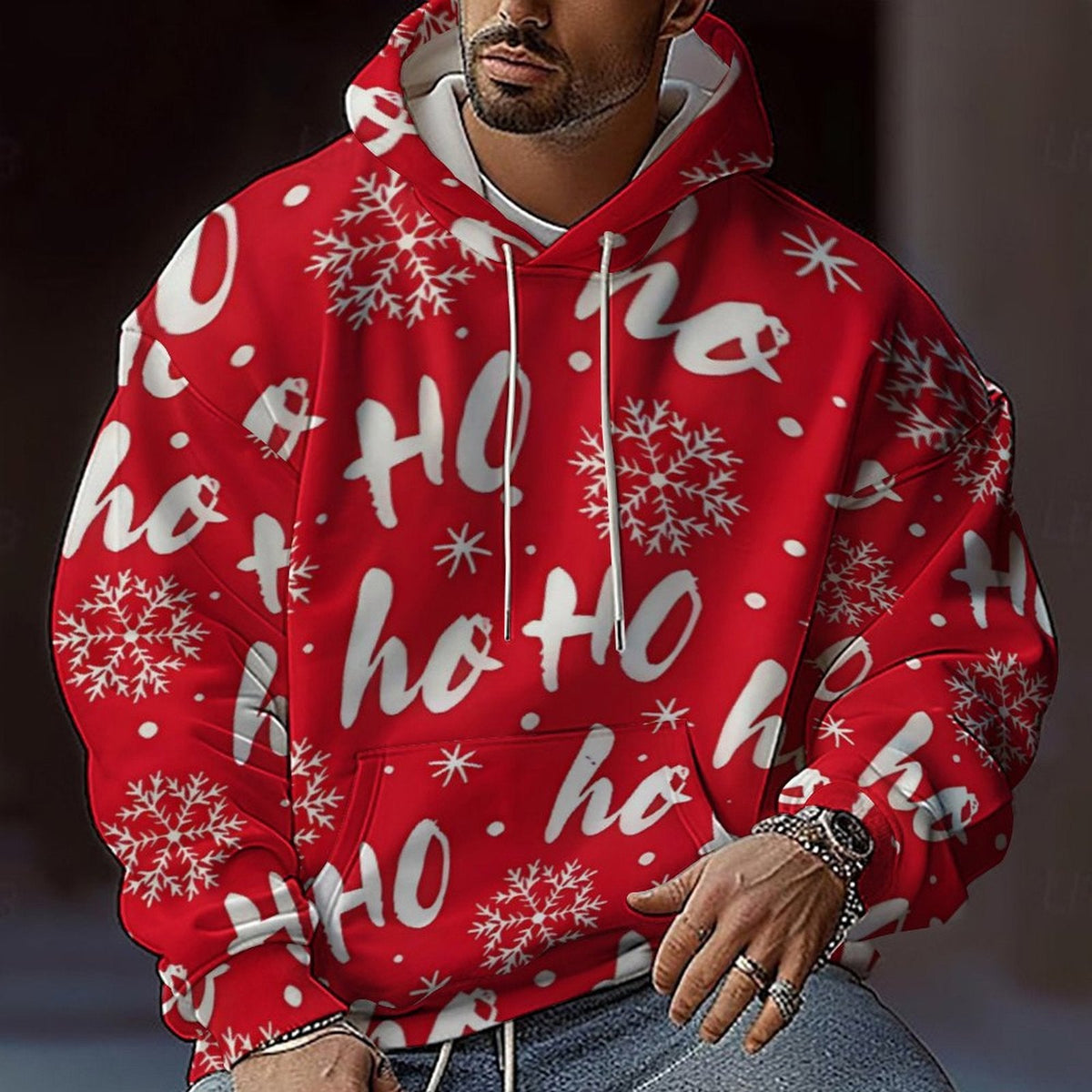 Herren Weihnachts-Hoodie mit farbenfrohem grafischen Design und bequemer Passform ModeGeist