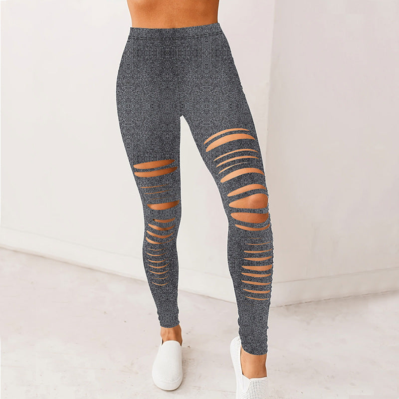 Damen Sportliche Leggings mit modischem Riss-Design ModeGeist