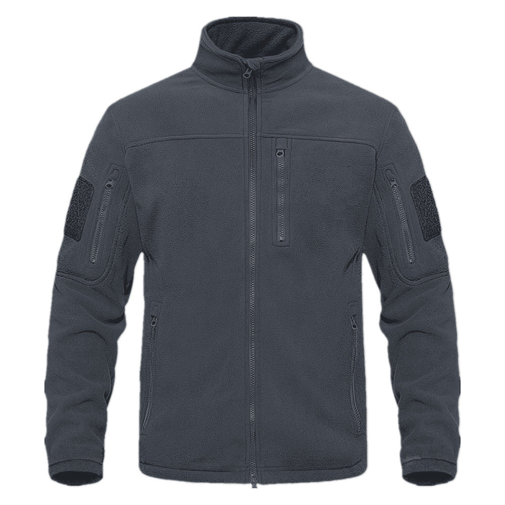 Herren Fleecejacke mit vielseitigen Taschen und hochschließendem Kragen ModeGeist