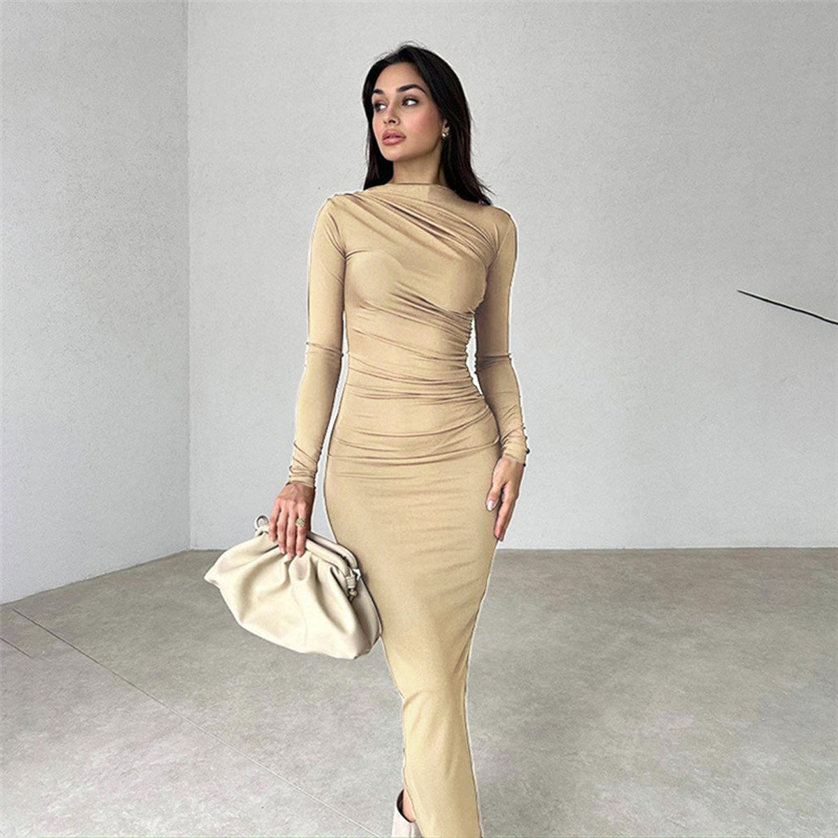 Damen Elegantes Wickelkleid mit langen Ärmeln und figurbetonendem Schnitt ModeGeist