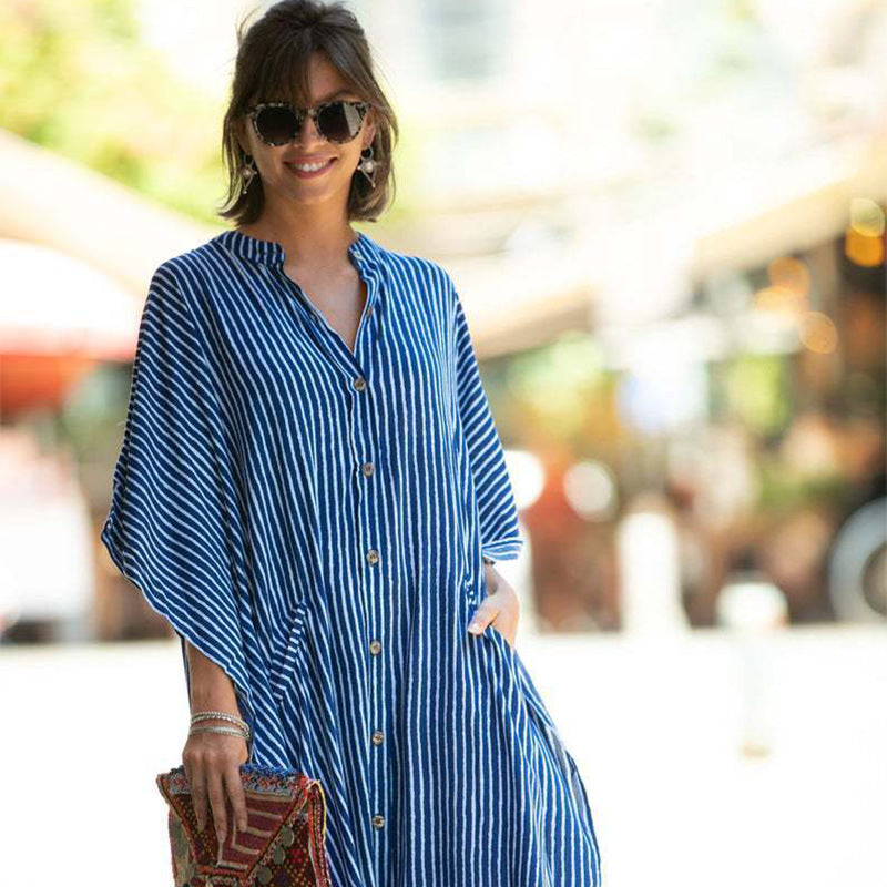 Modischer Kaftan für Damen mit Knöpfen und Seitentaschen