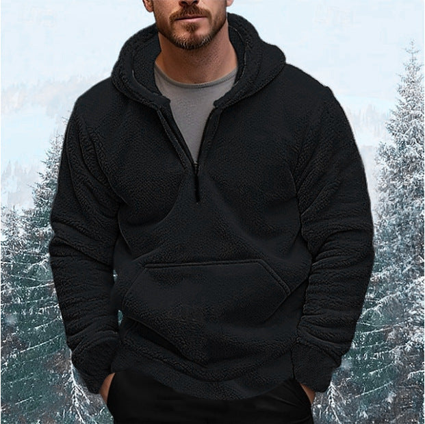 Herren Kuscheliger Fleece-Hoodie mit halblangem Reißverschluss ModeGeist