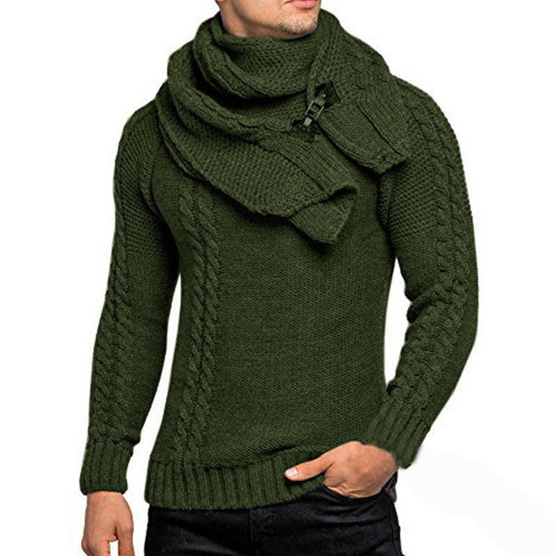 Herren Strickpullover mit integriertem Schal ModeGeist