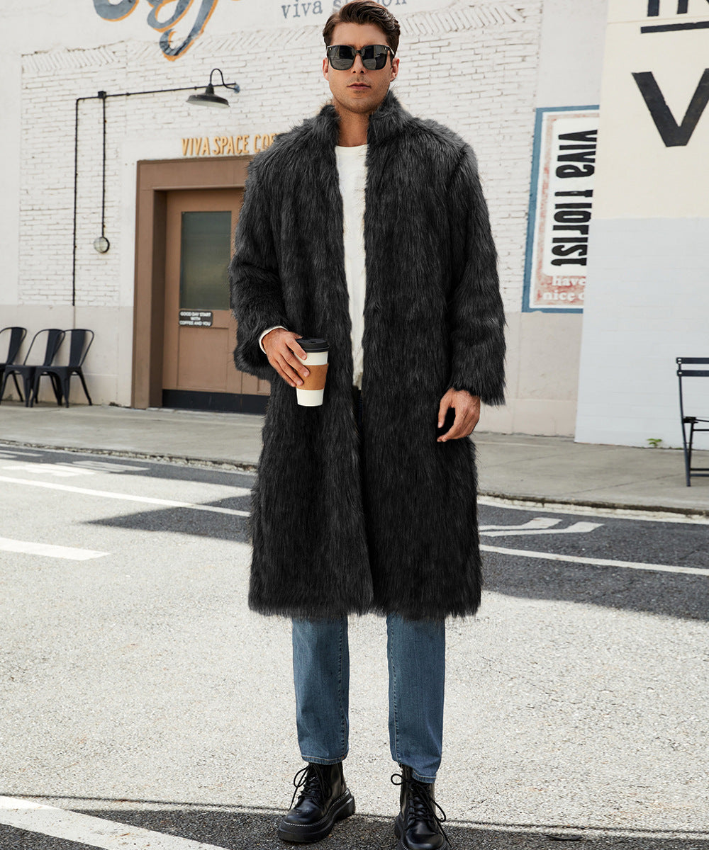 Herren Eleganter und kuscheliger Langmantel aus Kunstfell ModeGeist