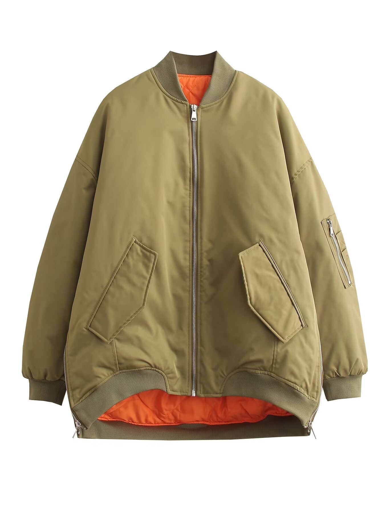 Damen oversized Bomberjacke mit technischen Details und praktischen Taschen ModeGeist
