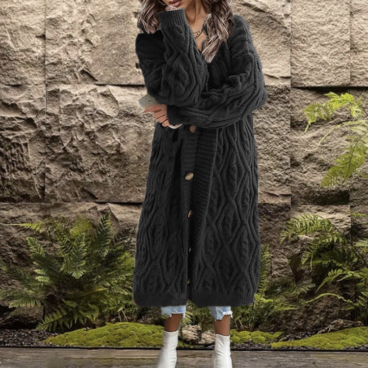 Damen Strickmantel mit kunstvollem Zopfmuster ModeGeist