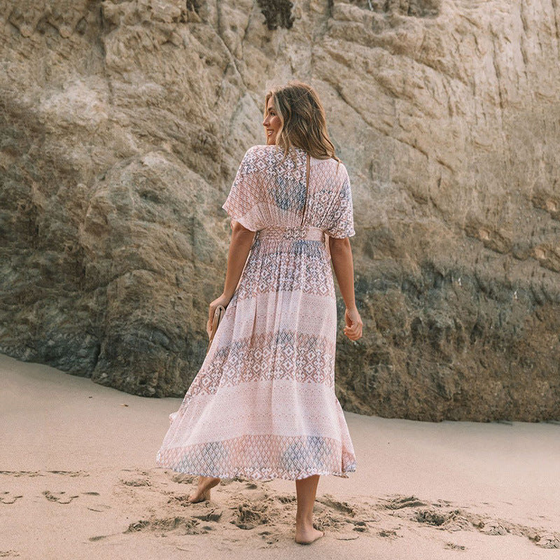 Boho Maxi Dress for Women with Subtle Prints by MODEGEIST