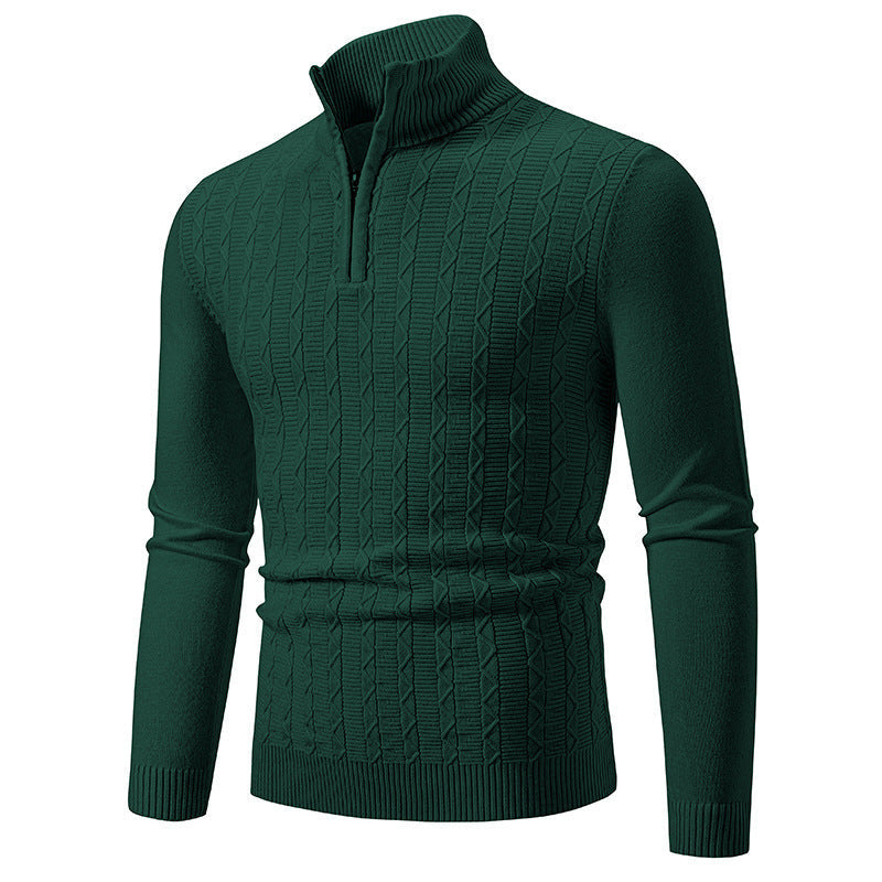 Herren modischer Strickpullover mit Stehkragen und Reißverschluss ModeGeist