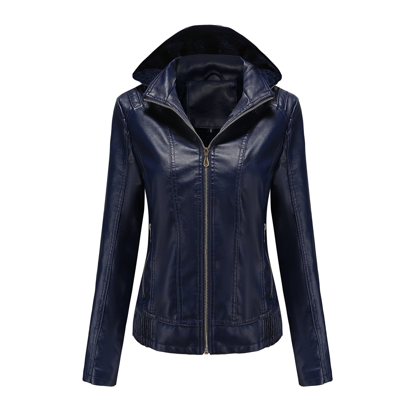 Damen stilvolle Kunstlederjacke mit hochabschließendem Kragen und elastischen Bündchen ModeGeist