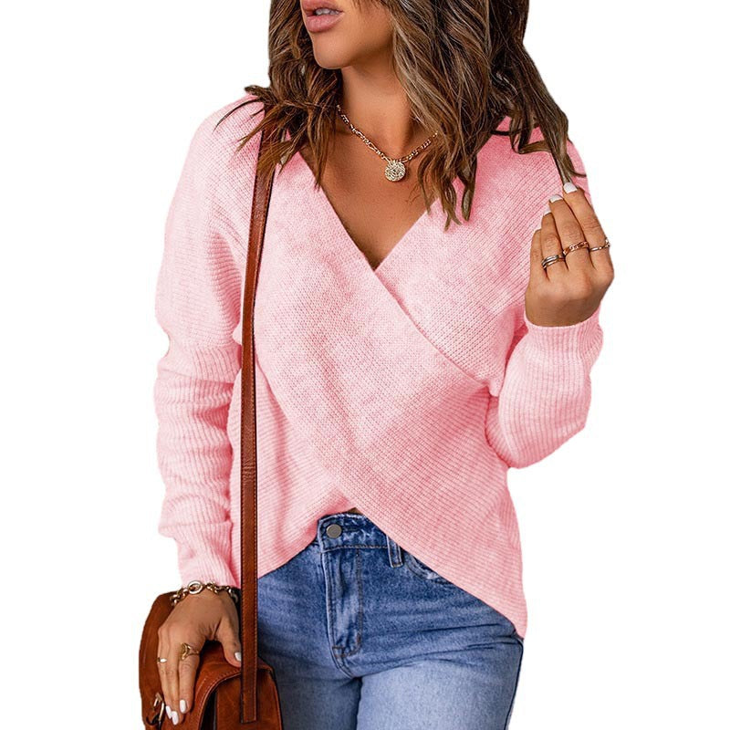 Damen Wickelpullover im modernen Rippstrickdesign ModeGeist