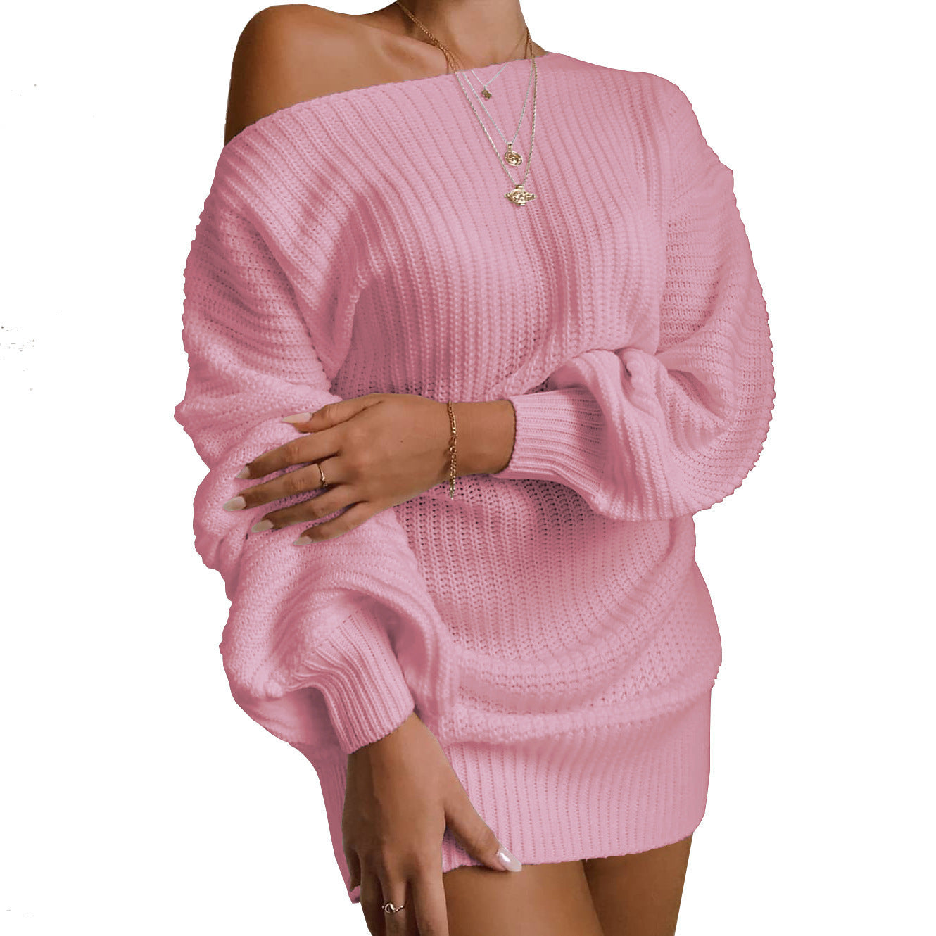 Damen Oversized Strickkleid mit offener Schulter und lässigem Schnitt ModeGeist