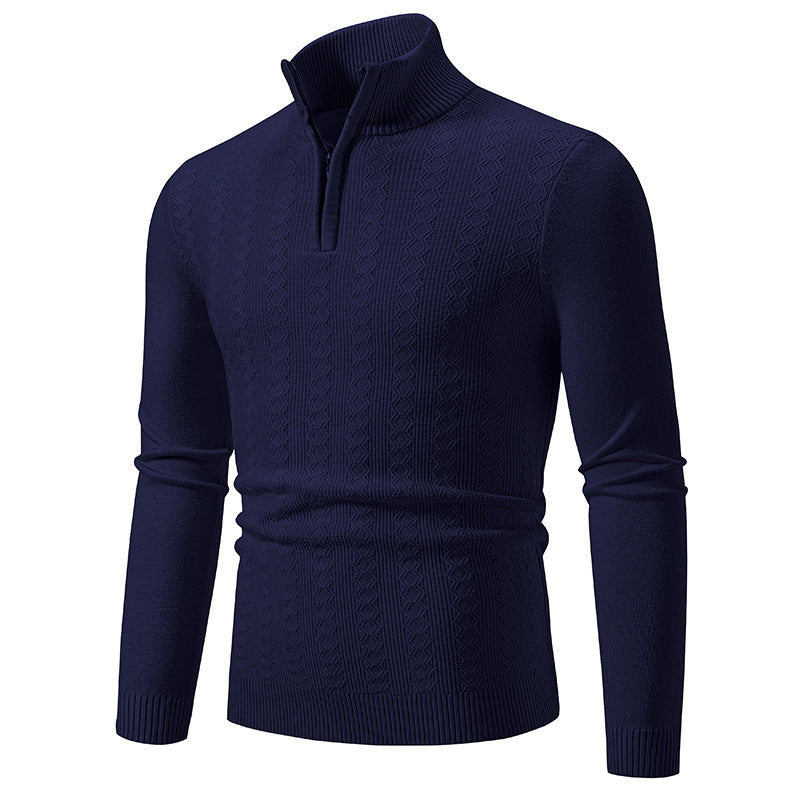 Herren Pullover mit Stehkragen und Zipper ModeGeist