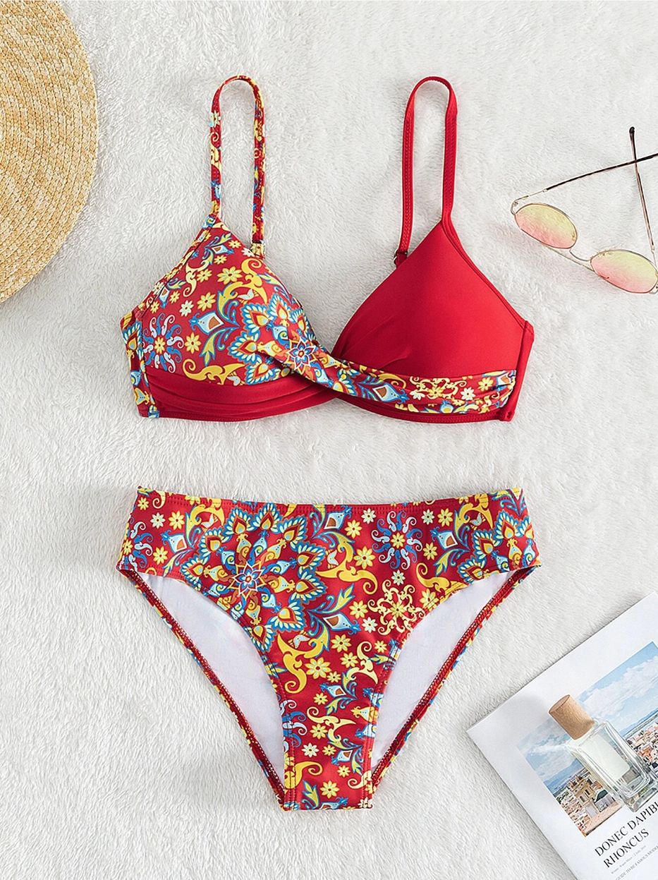 MODEGEIST Women's Floral Print Bralette Bikini