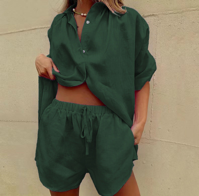 Leinen-Shorts-Set für Damen im lässigen MODEGEIST