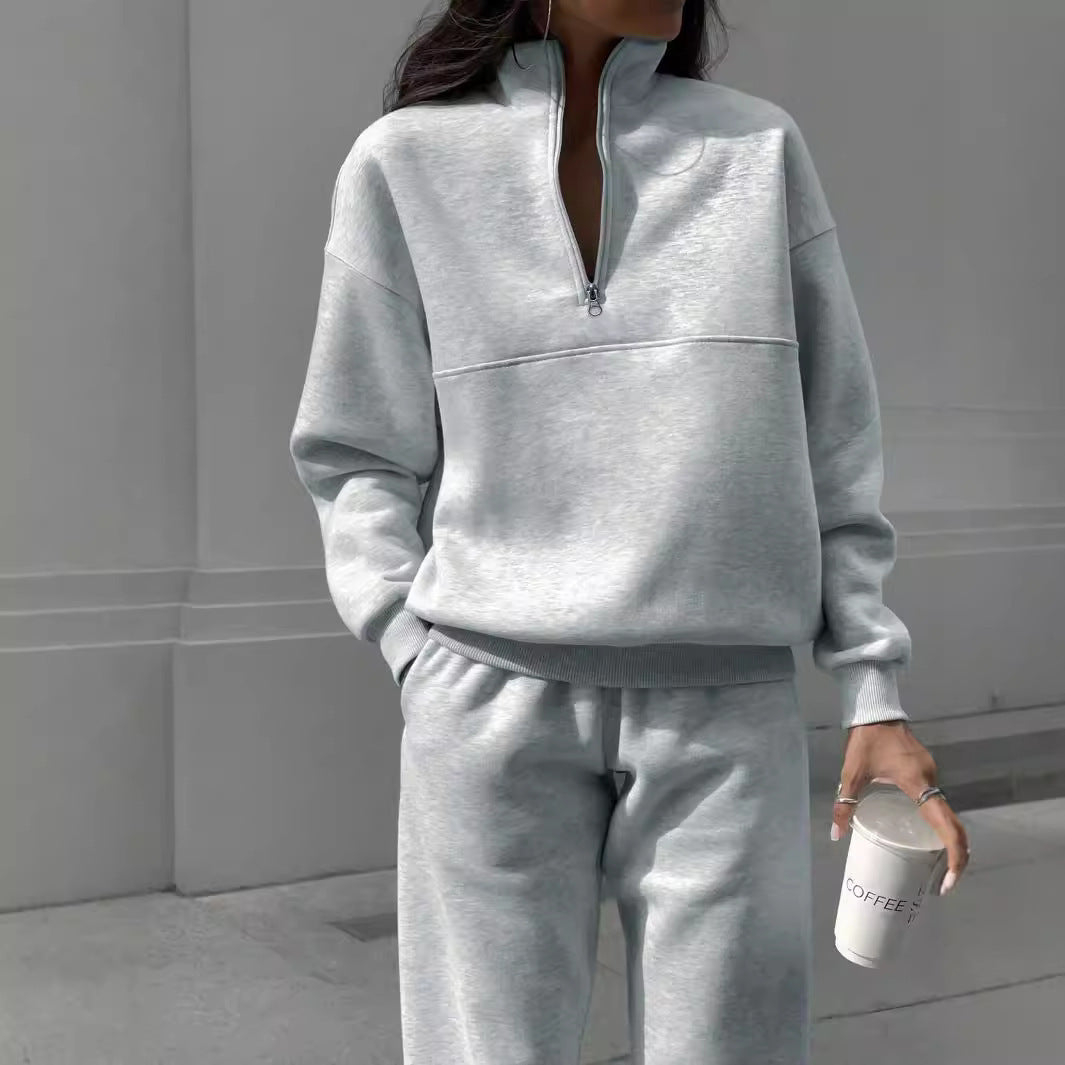 Damen bequemer Polarkragen Sweater mit passender Jogginghose ModeGeist