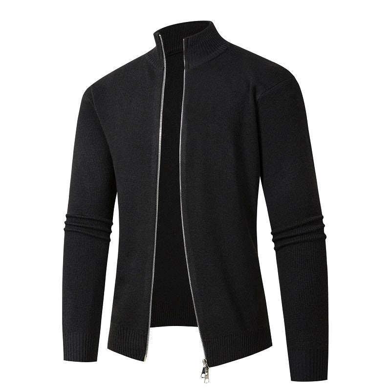 Herren modische Strickjacke mit hohem Kragen und Reißverschluss ModeGeist