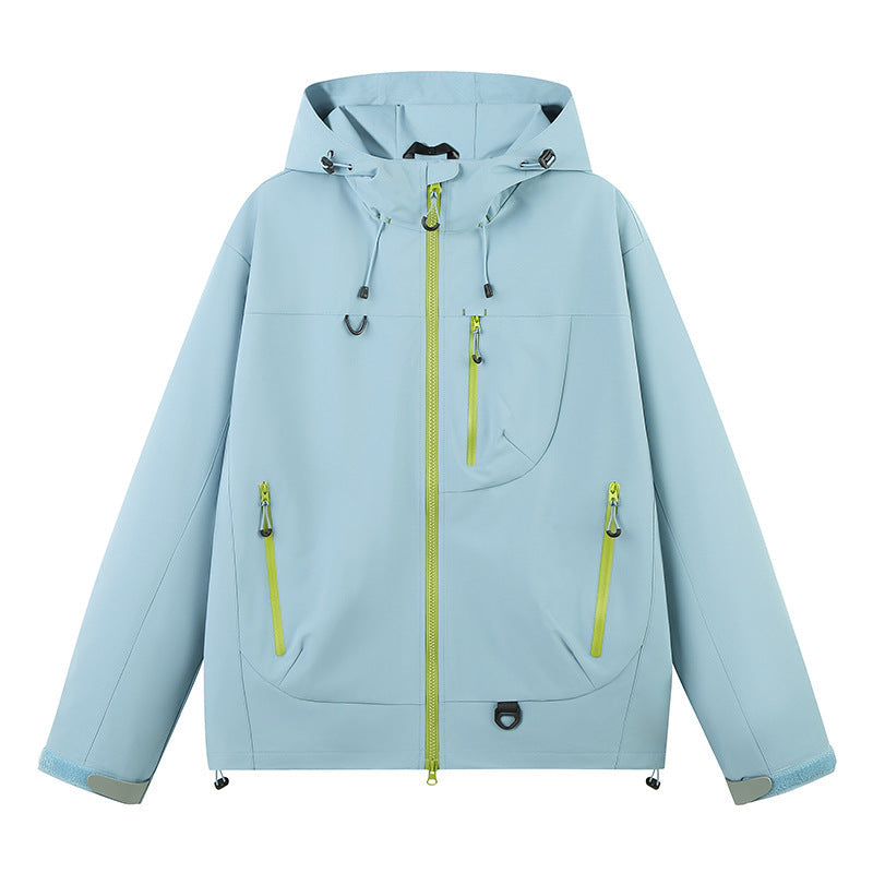 Damen wasserabweisende Outdoor-Jacke mit verstellbarem Kapuzenkragen ModeGeist