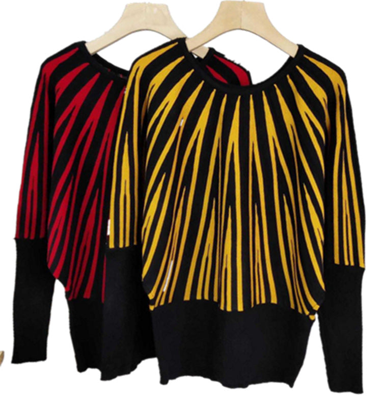 Damen weicher Pullover mit modernem Streifenmuster und weitem Schnitt ModeGeist