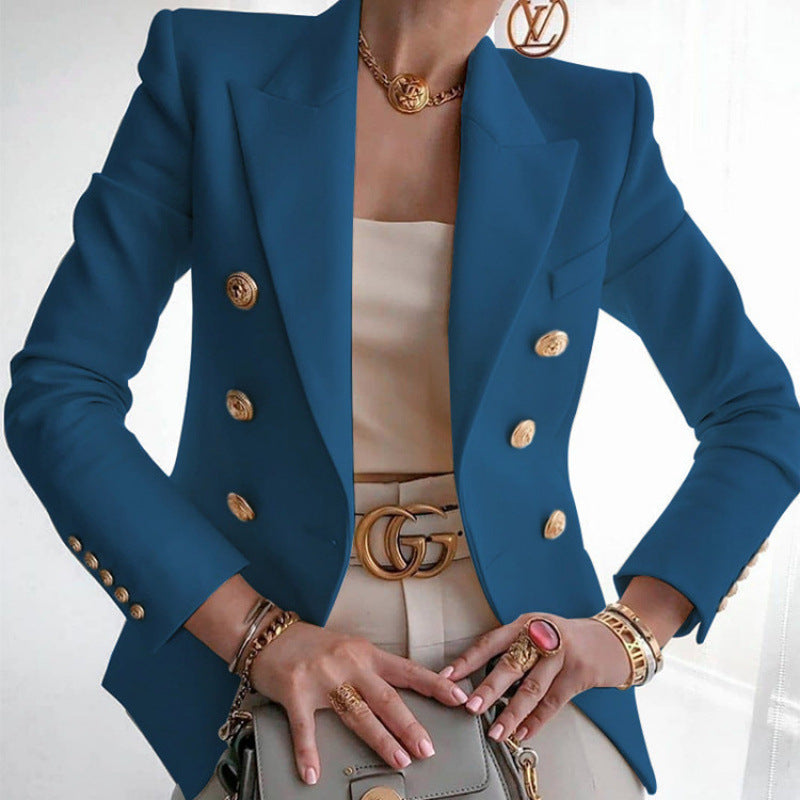 Damen Edler Blazer mit Goldknopf-Detail und klassischem Schnitt ModeGeist
