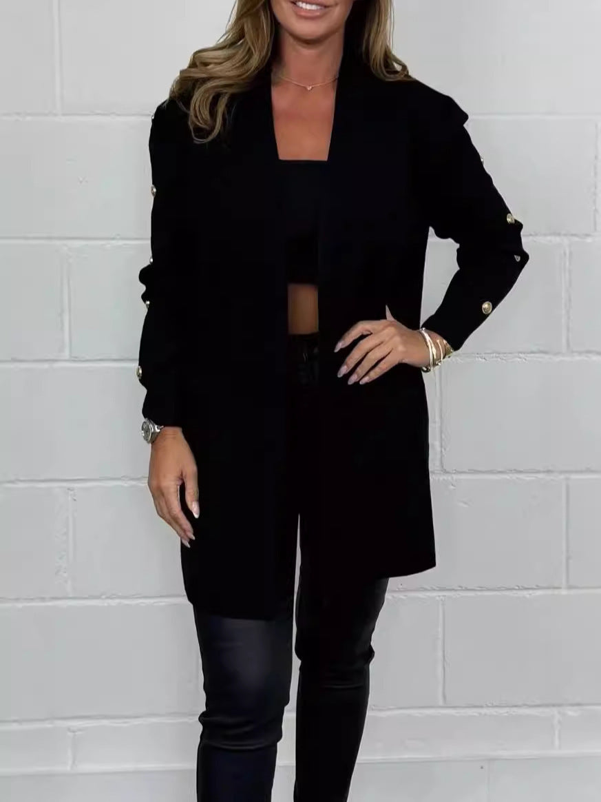 Damen Elegante Strickjacke mit Knopfdetails und Taschen ModeGeist