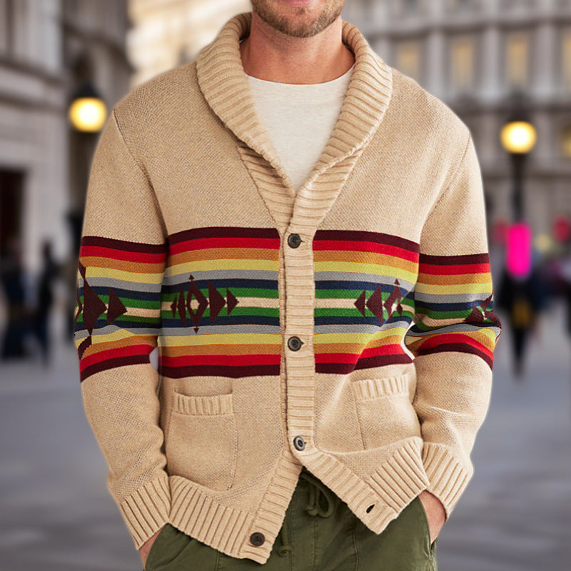 Herren Strickcardigan mit farbenfrohem Muster und lässigem Schnitt ModeGeist