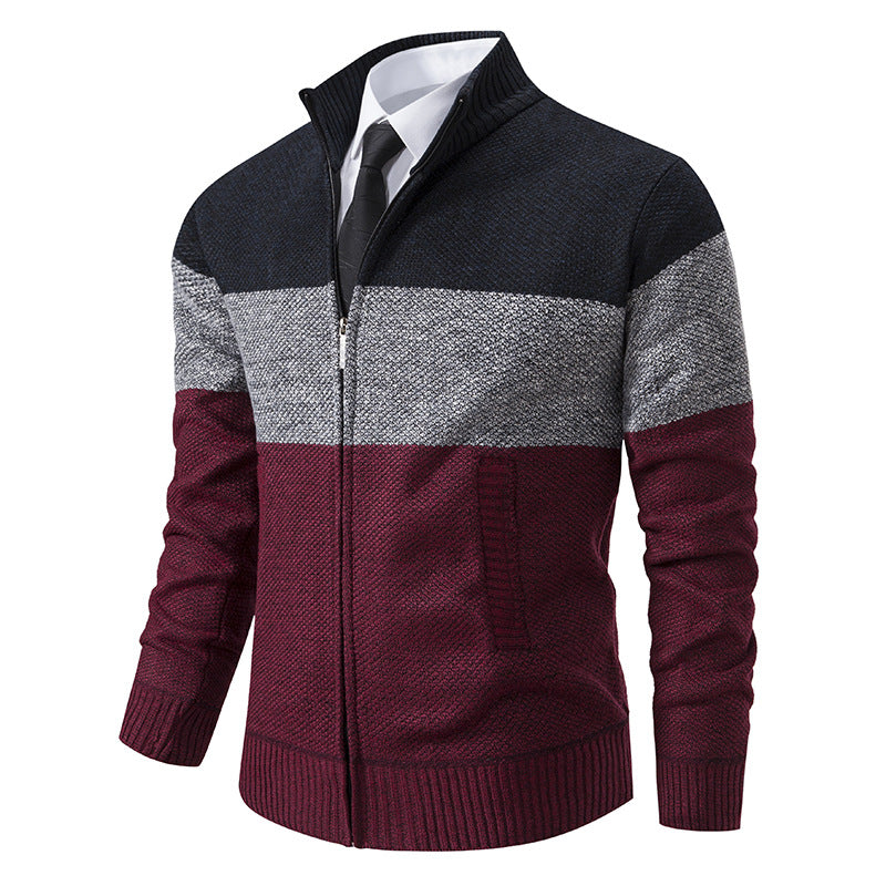 Herren modische Strickjacke mit hohem Kragen und modernem Reißverschluss ModeGeist