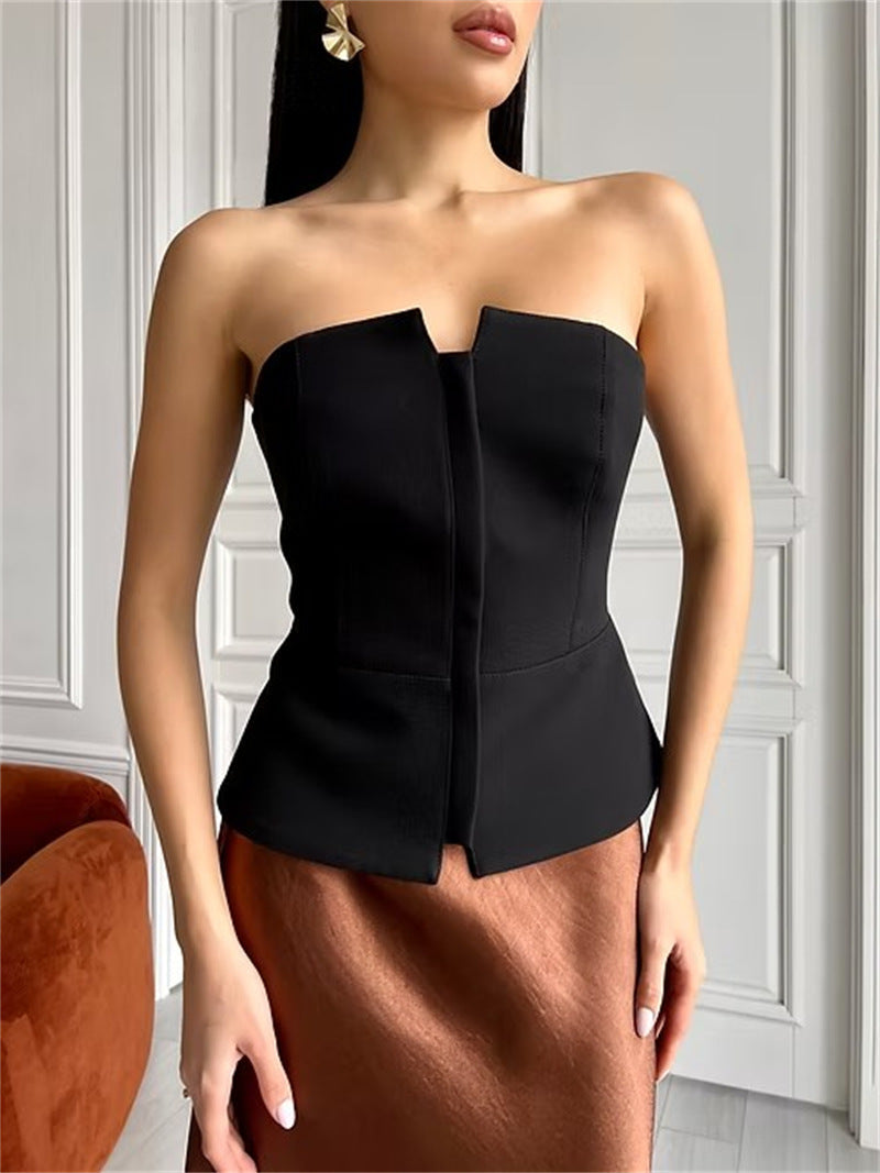 Damen ärmelloser Denim-Top mit Reißverschluss ModeGeist