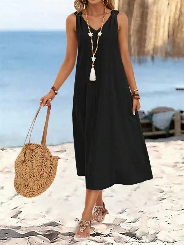 Leichtes Damen-Maxikleid mit off-shoulder Trägern, modisch