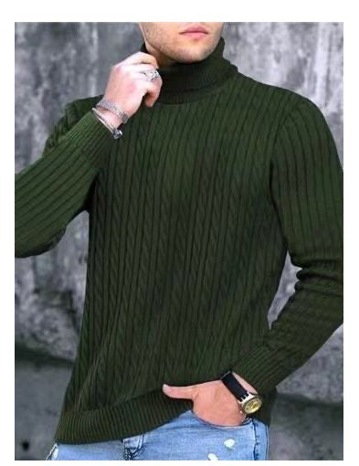 Herren Pullover mit hohem Kragen und strukturiertem Zopfmuster ModeGeist