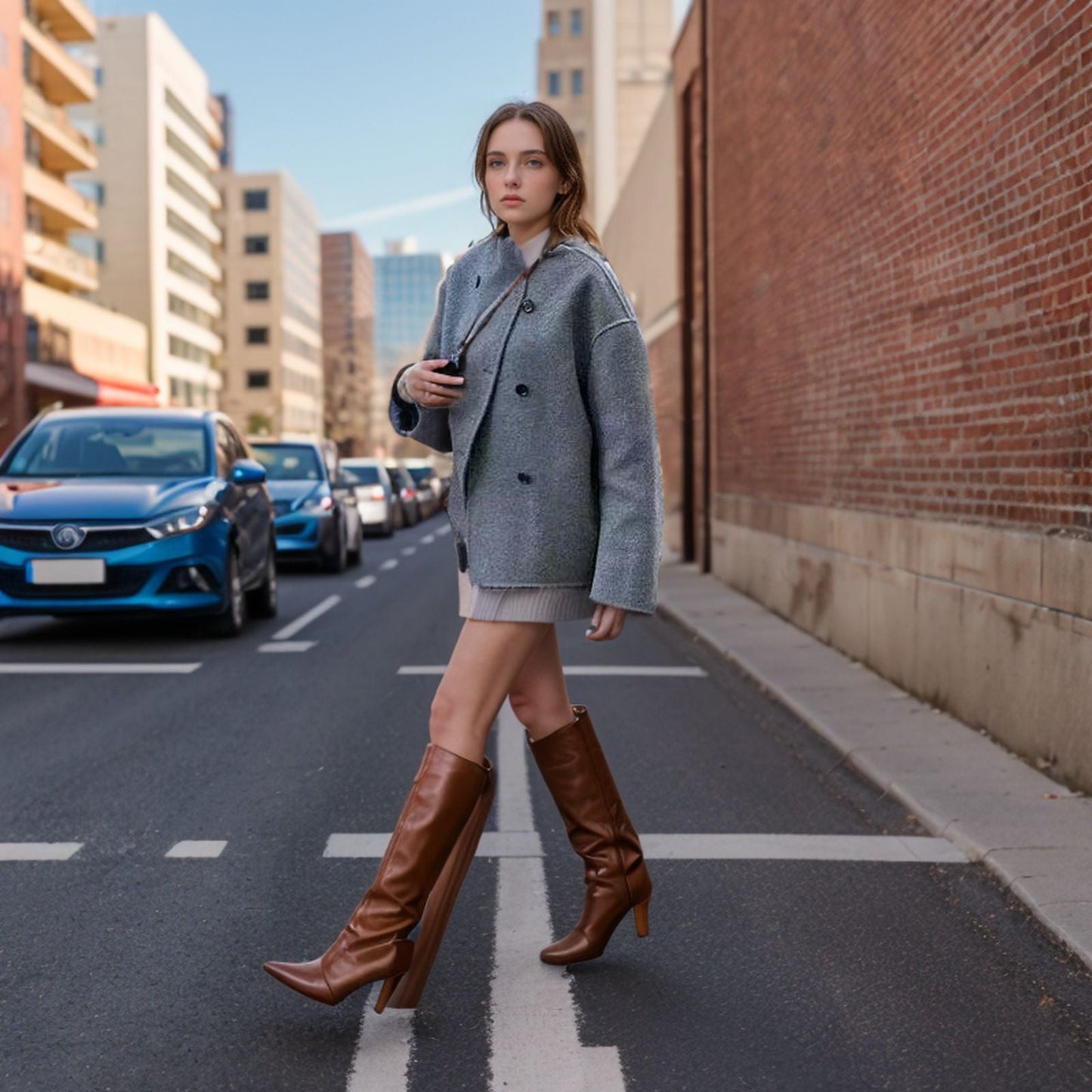 Damen modische Kurzjacke mit doppelter Knopfreihe und lässigen Ärmeln ModeGeist